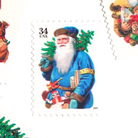 100 Vintage Santa Holiday Unused Postage Stamps St. Nick Christmas Tree and Toys Unused Stamps for Mailing Holiday Cards